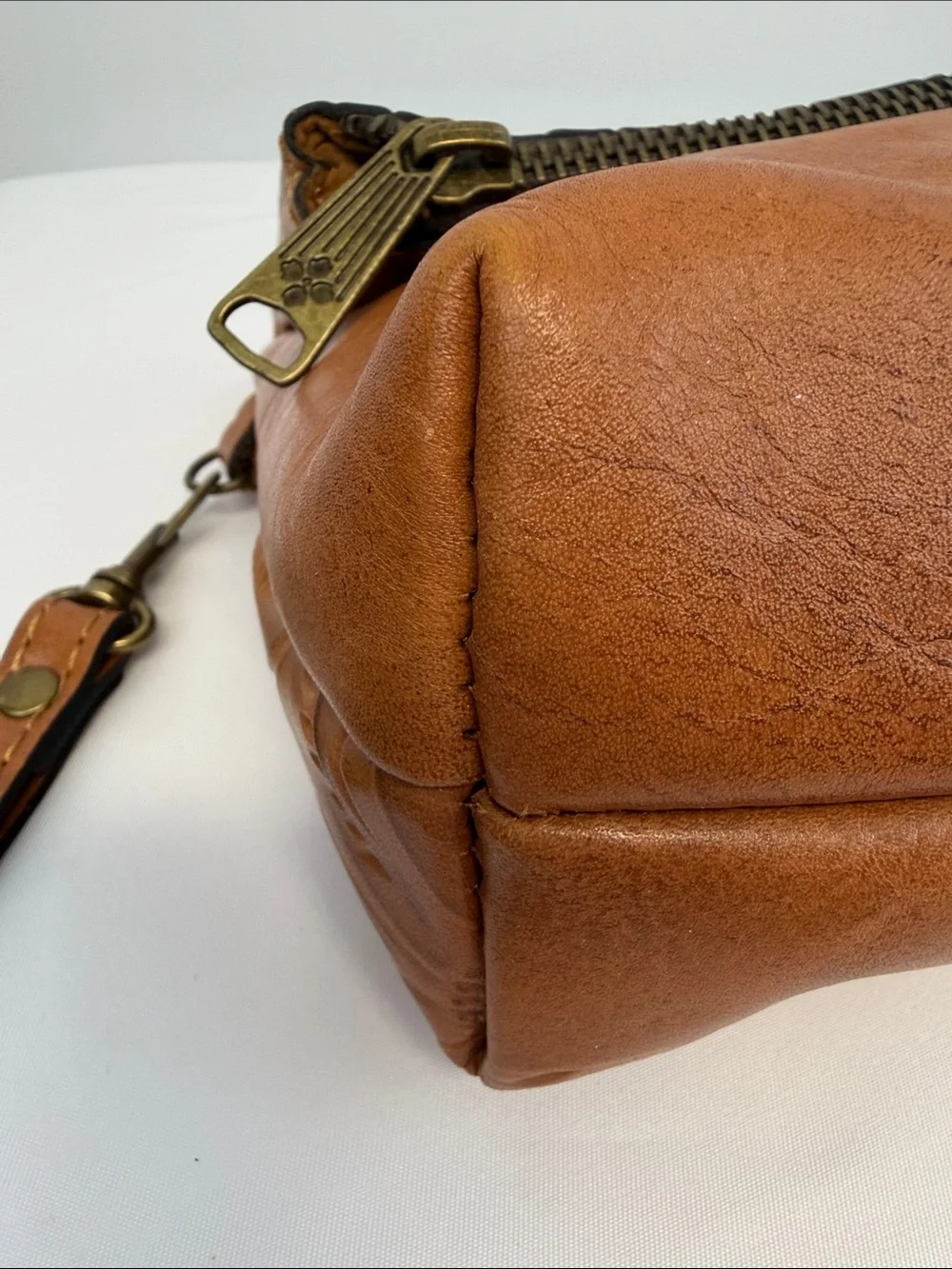 Patricia Nash Valerie Cognac Tooled Leather Foldover Wristlet Clutch Bag